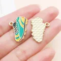 Green and yellow football sneaker enamel alloy charm for DIY jewelry making accessories. - Enamel World Cup Soccer Shoe Style (27158) / 1 Piece (16x23mm)