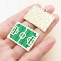 Enamel football pitch alloy charm pendant DIY jewelry making accessory for bracelet and earrings. - Enamel World Cup Soccer Field Style (27159) / 1 Piece (24x30mm)