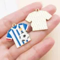 Soccer Jersey Alloy Pendants Blue White Enamel DIY Jewelry Making Charms Bracelets 30pcs - Blue Enamel World Cup Jersey Style (27160) / 1 Piece Set (26x28mm)