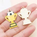 Soccer trophy alloy charm DIY jewelry accessory, gold enamel pendant for bracelet earrings. - Yellow Enamel World Cup Trophy Champion Cup Style (27161) / 1 Piece (31x20mm)