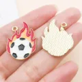 Soccer ball flame enamel alloy pendant DIY jewelry charm for handmade bracelets and earrings - White Enamel World Cup Torch Soccer Style (27162) / 1 Piece (26x21mm)