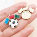 Enamel football alloy pendant charms for DIY handmade bracelets necklaces jewelry making. - White Enamel World Cup Tricolor Flag Soccer Style (27163) / 1 Piece (25x26mm)