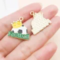 Alloy football pendant DIY jewelry making accessory enameled sports charm for bracelet - White Enamel World Cup Crown Soccer Style (27164) / 1 Piece (21x20mm)