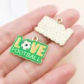 Enamel Soccer Football Love Pendant Alloy DIY Jewelry Charm Bracelet Earring Accessory - Green Enamel World Cup Love Soccer Style (27166) / 1 Piece (17x24mm)