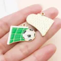 Soccer football goal enamel alloy charm pendant for DIY bracelet earrings jewelry making - Soccer Goal Shot Style (27167) / 1 Piece/Pack (22X25mm) / Green