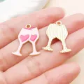 Valentine champagne glass enamel charms alloy DIY handmade jewelry pendant findings - Heart Wine Glass Style (27221)