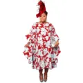 Plus size red floral kimono sleeve loose casual dress for women elegant party wear. - L / Dresses / Red