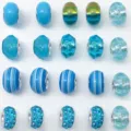 Detalles de set de cuentas de agujero grande azul, cuentas de resina y cristal para pulseras DIY. - Juego de cuentas coloridas (HK782) / Set de 20 Piezas / Serie Azul