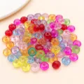 Perles à facettes en acrylique transparent coloré pour la fabrication de bijoux DIY. - Perle de Roue Plate (26009) / 100 Pièces/Pack (8mm) / Couleurs Mélangées Transparentes
