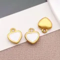 Stainless steel enamel mini heart charms pendants for DIY jewelry necklace making, gold tone. - Heart (T1583) / 1 Piece/Pack (5x6x2mm) / White