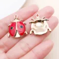 Red Enamel Ladybug Charm Alloy Pendant DIY Jewelry Necklace Bracelet Component 20pcs - Red Enamel Round Ladybug (12298) / 1 Piece (20x23mm) / Red