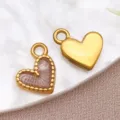 Colgante de Corazón de Acero Inoxidable Esmaltado DIY Abalorio para Collar Pulsera Aretes - Patrón de Ola Marrón (T1589) / 1 Pieza (9x9x2mm)