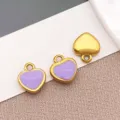 Stainless steel enamel mini heart charm DIY jewelry accessory, purple and gold - Heart (T1584) / 1 Piece/Pack (5x6x2mm) / Purple