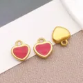 Stainless steel enamel charm pendant for DIY jewelry making and necklace accessories - Heart (T1586) / 1 Piece/Pack (5x6x2mm) / Red