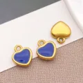 Stainless steel enamel heart pendant variant, blue and gold color jewelry accessories parts - Sapphire Blue