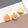 Mini stainless steel enamel heart pendant charm for DIY jewelry making, necklace, and earrings. - Orange