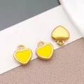 Mini yellow enamel heart stainless steel charm pendant variant for DIY jewelry making. - Yellow