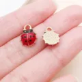 Jolis charms coccinelle en émail rouge et alliage pour colliers bracelets faits à la main - Mini Coccinelle à Sept Points (27002) / 1 Pièce (12.5x9mm) / Or KC Rouge