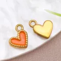 Colgante de corazón de esmalte de acero inoxidable para collar pulsera joyería - Patrón de Ola Naranja (T1596)