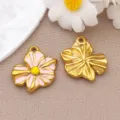 Stainless steel enamel colorful flower daisy pendants for DIY jewelry making and accessories - Single-sided Flower (T1506)
