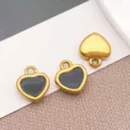 Stainless steel enamel mini heart pendants DIY jewelry making charms for necklaces earrings. - Black