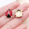 Pendentif en alliage coccinelle rouge et noir émaillé pour bracelet collier bijoux faits à la main - Coccinelle en Émail Rouge (27003) / 1 Pièce/Paquet (17x14mm) / Or KC Rouge