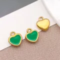 Mini heart pendant green gold enamel stainless steel DIY jewelry accessory variant - Green