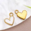 Colgante de corazón de esmalte de acero inoxidable pulsera DIY collar accesorio variante - Patrón de Ola Blanco (T1598)