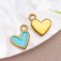 Dijes de corazón de esmalte de acero inoxidable para joyería DIY, accesorios de corazón bonitos. - Patrón de Ola Azul Lago (T1599)