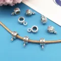 Silver large hole bail beads DIY charm pendants for European snake chain bracelets and jewelry making - Style 8909 (7*11mm)
