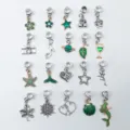 Conjunto de abalorios de agujero grande DIY colgante aleación esmalte verde pulsera - Juego de amuletos (HK791) / 20 Piezas/Paquete / Gama de verdes
