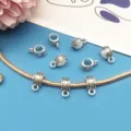 Silver DIY charm bail beads connectors for handmade bracelets, jewelry making findings details. - Style 8912 (5*11mm)