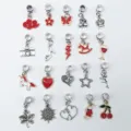 Conjunto de dijes colgantes de esmalte de aleación DIY con varias formas lindas para pulseras - Juego de amuletos (HK793) / 20 Piezas/Paquete / Serie Roja