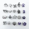 Set de 20 cuentas con agujero grande de metal y resina para pulsera DIY hacer joyas - Juego de cuentas de agujero grande (HK799) / 20 Piezas/Paquete / Púrpura