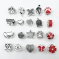 DIY gran agujero cuentas juego, surtido de cuentas de aleación plata y roja para pulseras. - Juego de cuentas de agujero grande (HK800) / 20 Piezas/Paquete / Serie Roja