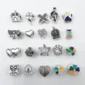 Set de 20 abalorios de agujero grande de metal y esmalte para pulseras y collares DIY. Plateado. - Juego de cuentas de agujero grande (HK801) / 20 Piezas/Paquete / Multicolor