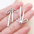 Antique silver alloy bow ribbon charms for DIY jewelry making variant styles 1pc - Ribbon Bow-knot Style (19429) / 1 Piece/Pack (32x19mm) / Antique Silver