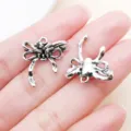 Antique silver bow ribbon zinc alloy charms DIY jewelry accessories for bracelet keychain - Rose Pattern Bow-knot Style (19430) / 1 Piece (20x18mm) / Antique Silver
