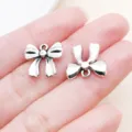 Antique silver bow ribbon zinc alloy charms DIY handmade jewelry accessories variant. - Ribbon Bow-knot Style (19431) / 1 Piece/Pack (13x14mm) / Antique Silver