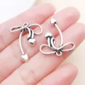 Antique silver alloy bow heart charms DIY jewelry pendants for handmade bracelets keychains. - Ribbon Bow-knot Heart Pendant Style (19434) / 1 Piece (24x20mm) / Antique Silver
