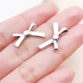 Antique silver bow metal charms for DIY jewelry making, bracelets and keychains accessories - Direct Through Bowknot Style (26989) / 1 Piece/Pack (12x19.5mm) / Antique Silver