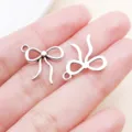 Antique silver hollow bow ribbon metal charm pendant for DIY bracelet keychain jewelry accessory - Hollow Bowknot Style (26990) / 1 Piece (15x16mm) / Antique Silver