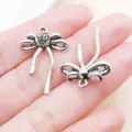 Antique silver bow ribbon zinc alloy charms DIY jewelry bracelet keychain pendants accessories - Hollow Bowknot Style (26993) / 1 Piece/Pack (25x18mm) / Antique Silver