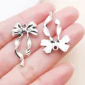 Antique silver bowknot charm zinc alloy DIY jewelry pendant accessory for bracelet - Bowknot Style (26995) / 1 Piece (30x18mm) / Antique Silver