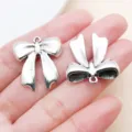 Silver bow charms zinc alloy pendants for DIY bracelets keychains jewelry making 20 styles - Bowknot Style (26996) / 1 Piece/Pack (24.5x22mm) / Antique Silver