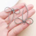 Antique Silver Bow Ribbon Zinc Alloy Pendant Charms for DIY Bracelet Jewelry Accessories - Long Rope Bowknot Style (26998) / 1 Piece (43x36mm) / Antique Silver