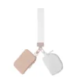 Macaron wrist strap bag mini coin pouch portable card holder multi-functional key storage bag - Coral Pink / White