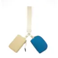 Portable mini wrist wallet set with card holder and coin pouch for daily use convenience - Khaki Green / Peacock Blue