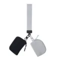 Mini multi-functional wrist pouch set with coin purse and card holder, black and grey. - Black/Light Gray