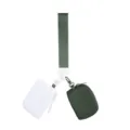 Macaron mini wrist bag multi-functional coin purse portable card holder car key storage pouch - White/Bean Green